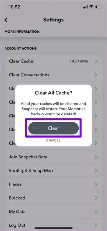 Clear-Snapchat-Cache_7c4a12eb7455b3a1ce1ef1cadcf29289-340x735 أفضل 7 طرق لإصلاح عدم عمل كاميرا Snapchat