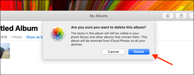 Click-Delete-to-delete-the-album كيفية حذف ألبومات الصور على iPhone و iPad و Mac