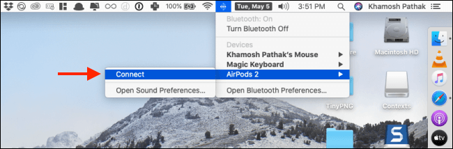 Click-on-Connect-from-AirPods-menu-in-Bluetooth كيفية توصيل Apple AirPods أو AirPods Pro بجهاز Mac