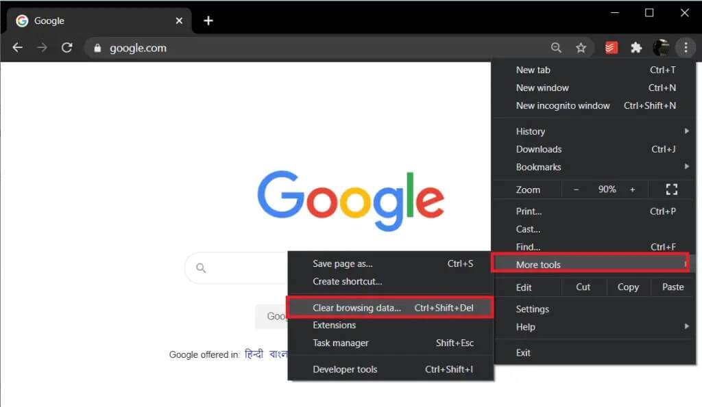 Click-on-More-Tools-and-Select-Clear-Browsing-Data-from-sub-menu-1024x595-1-1024x595 كيفية إصلاح عدم فتح ملفات PDF في Chrome