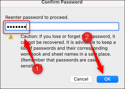 Confirm-the-password. كيفية تغيير أو إزالة كلمة مرور المصنف في Excel