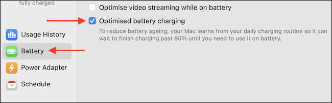 Disable-Optimized-Battery-Charging-from-System-Preferences كيفية إجبار جهاز MacBook الخاص بك على الشحن بالكامل
