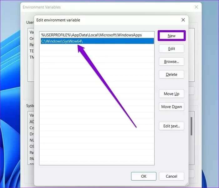 Edit-Environment-Variable_935adec67b324b146ff212ec4c69054f-700x601 أفضل 7 طرق لإصلاح عدم عمل موجه الأوامر على Windows 11