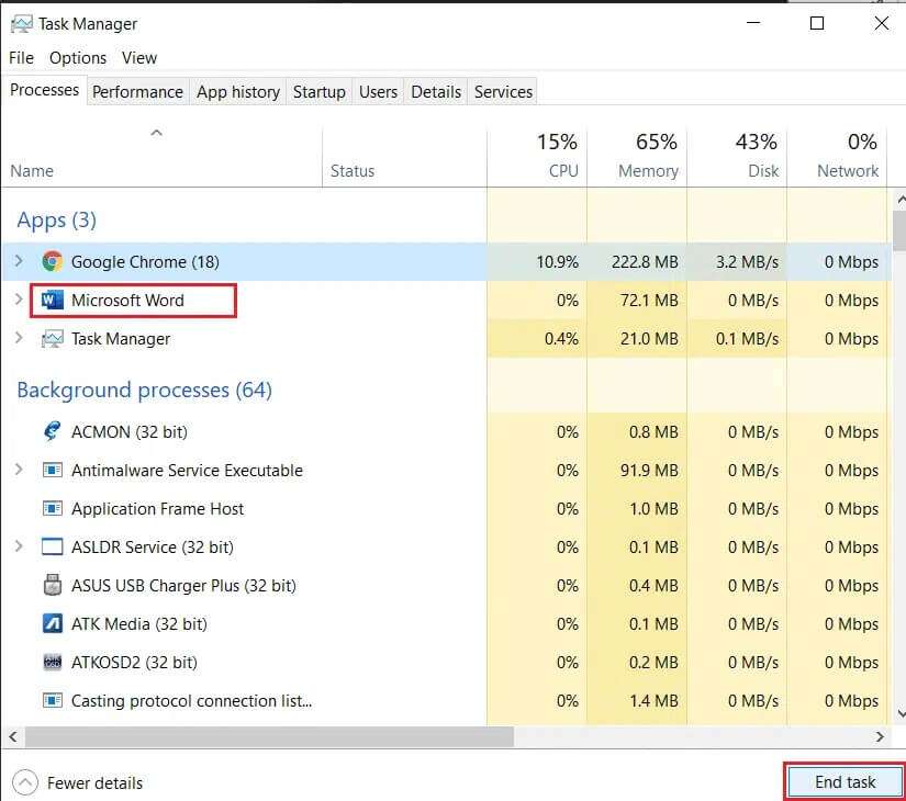 End-Task-Microsoft-Word-825x730 كيفية عرض العمليات الجارية في Windows 11