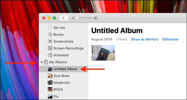 Expand-My-Albums-section-and-select-the-album-you-want-to-delete كيفية حذف ألبومات الصور على iPhone و iPad و Mac