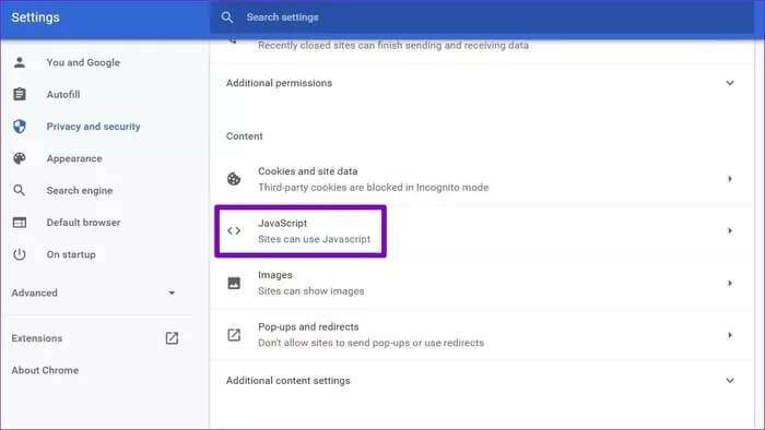 JavaScript-Settings-on-Chrome_935adec67b324b146ff212ec4c69054f-700x394 إصلاح عدم تحميل الصور في Chrome