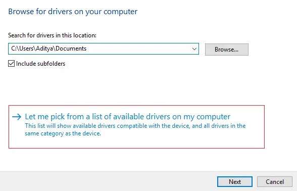 Let-me-pick-from-a-list-of-available-drivers-on-my-computer-588x378 إصلاح خطأ عدم وجود تكوين IP صالح في Ethernet