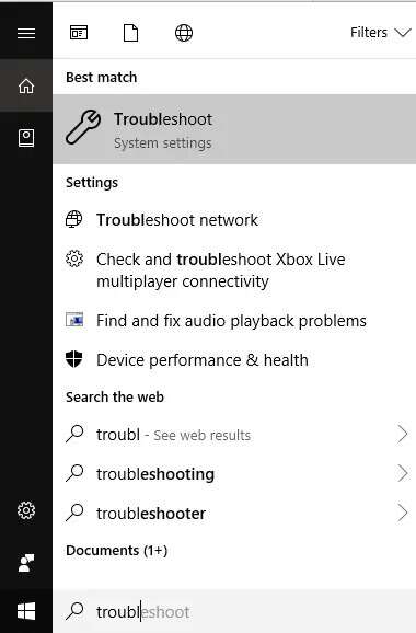 Open-Troubleshoot-by-searching-for-it-using-search-bar-and-can-access-Settings-380x578 إصلاح خطأ عدم وجود تكوين IP صالح في Ethernet