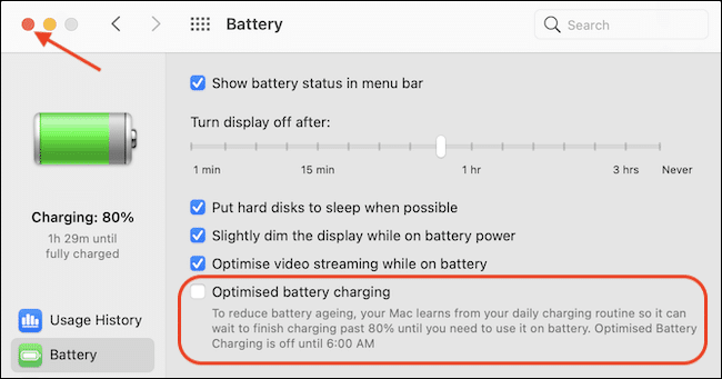 Optimized-Battery-Charging-Disabled كيفية إجبار جهاز MacBook الخاص بك على الشحن بالكامل