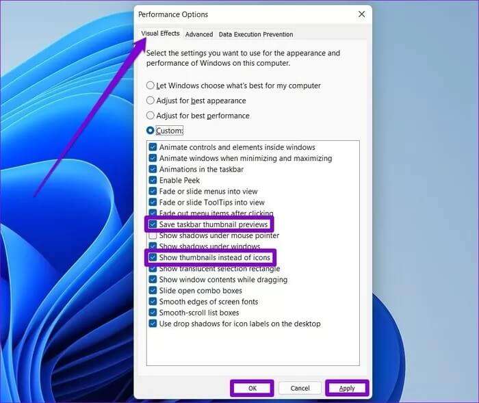 Performance-Options-on-Windows_935adec67b324b146ff212ec4c69054f-700x589 أفضل 8 طرق لإصلاح عدم ظهور الصور المصغرة في Windows 11