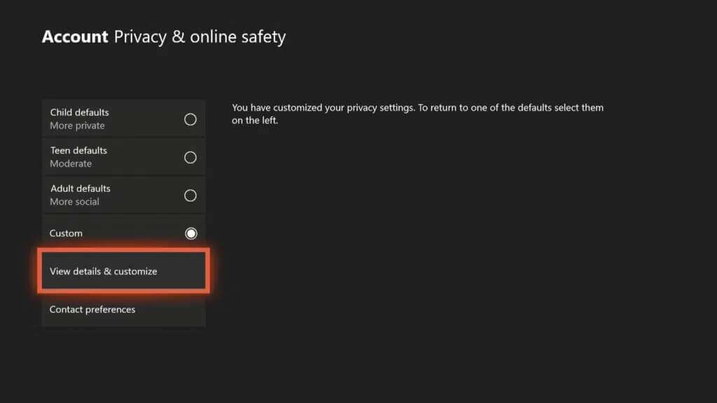 Privacy-online-safety-View-details-customize-Xbox-one-1024x576-1-1024x576 إصلاح عدم عمل سماعة Xbox One