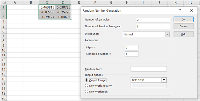 RandomNumbersGenerated-ExcelRandomNumbers كيفية إنشاء أرقام عشوائية في Microsoft Excel