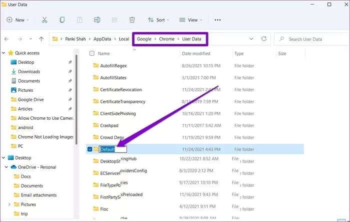 Rename-Default-Folder_935adec67b324b146ff212ec4c69054f-700x445 إصلاح عدم تحميل الصور في Chrome