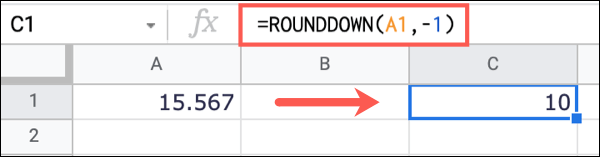 RounddownNegative-GoogleSheetsRoundNumbers كيفية تقريب الأرقام في Google Sheets