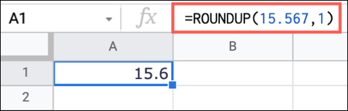 RoundupOne-GoogleSheetsRoundNumbers كيفية تقريب الأرقام في Google Sheets