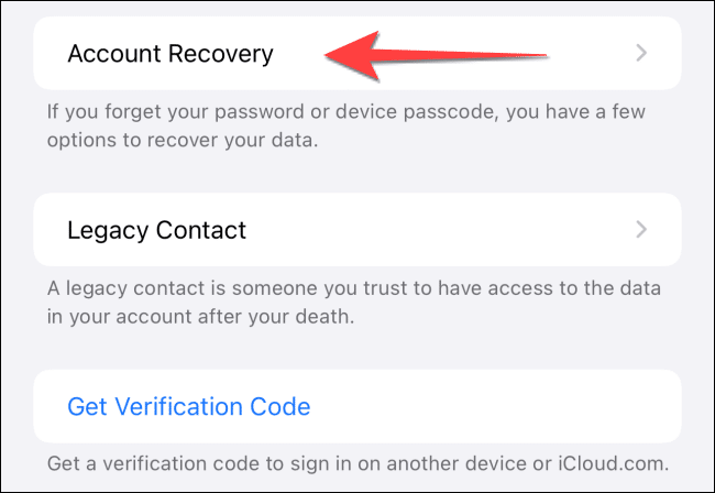 Select-Account-Recovery-on-iPhone كيفية إعداد جهة اتصال للاسترداد على iPhone و iPad و Mac