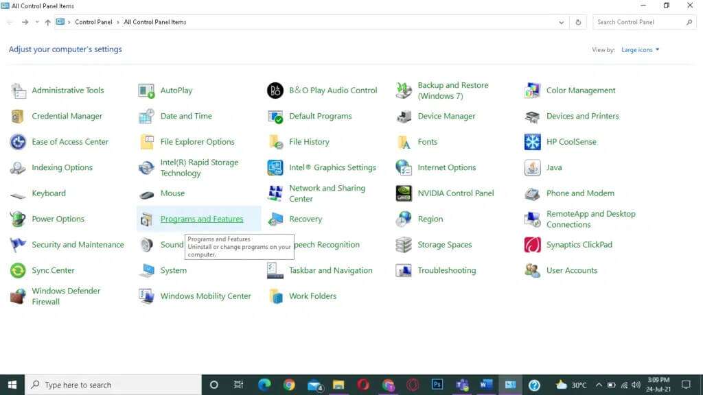 Select-Programs-and-Features-1024x576-1-1024x576 إصلاح فشل nvlddmkm.sys في Windows 10