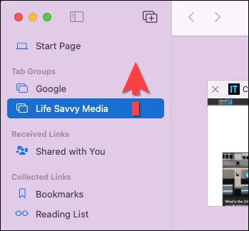 Select-and-move-tab-group-above-or-below-to-rearrange-in-safari كيفية استخدام مجموعات علامات التبويب في Safari على جهاز Mac