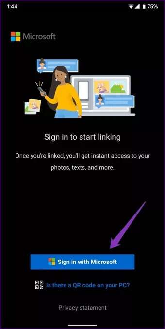 Sign-in-with-Microsoft-account-on-Your-Phone-app_7c4a12eb7455b3a1ce1ef1cadcf29289-340x678 أفضل 3 طرق لإرسال رسائل نصية من جهاز الكمبيوتر