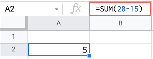 SumMinusSignNumbers-GoogleSheetsSubtract كيفية طرح الأرقام في Google Sheets