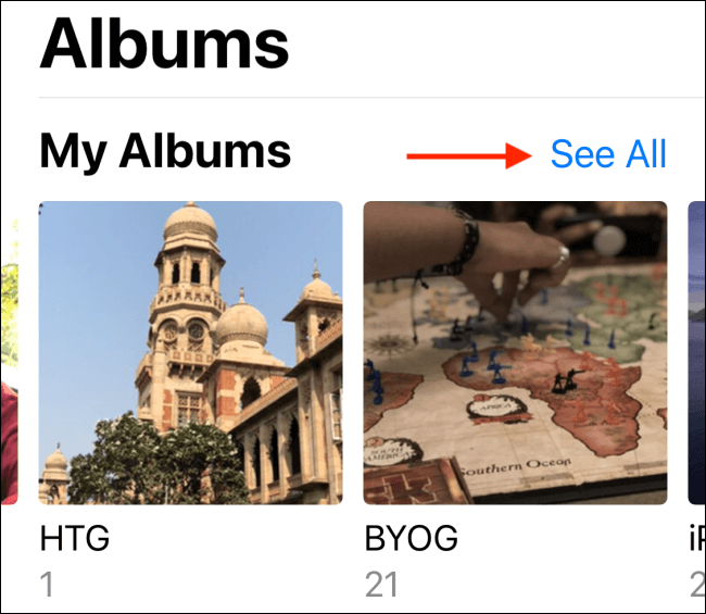 Tap-See-All-from-Albums كيفية حذف ألبومات الصور على iPhone و iPad و Mac