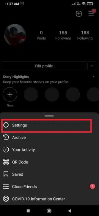 Tap-Settings-Instagram-333x726 كيفية البحث عن شخص ما على Instagram برقم الهاتف