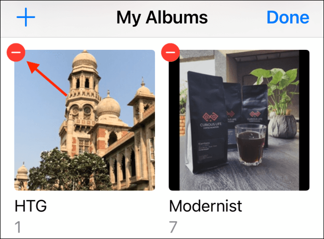 Tap-the-Minus-button-to-delete-the-album كيفية حذف ألبومات الصور على iPhone و iPad و Mac