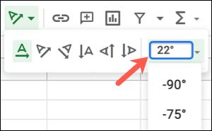 TextRotationCustomAngle-GoogleSheetsRotateText كيفية تدوير النص في Google Sheets