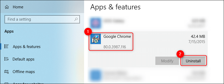 Windows-10-Apps-Features كيفية تثبيت أو إلغاء تثبيت متصفح Google Chrome