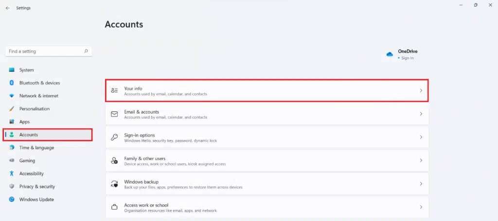 account-section-in-the-settings-app-1024x455-1-1024x455 كيفية إصلاح عدم فتح متجر Microsoft على Windows 11