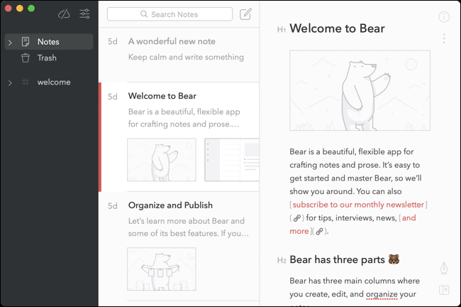 bear_app أفضل تطبيقات تدوين الملاحظات لنظام التشغيل Mac