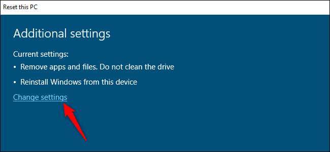 change-settings-link كيفية مسح محرك أقراص على نظام التشغيل Windows 10 أو Windows 11