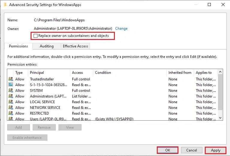 check-the-box-replace-owner-on-subcontainers-and-o-767x520 أين يقوم متجر Microsoft بتثبيت الألعاب؟