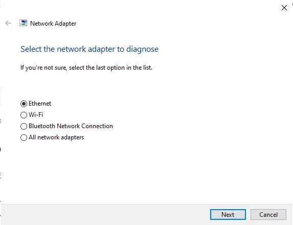 choose-ethernet-under-the-select-the-network-adapt-573x439 إصلاح خطأ عدم وجود تكوين IP صالح في Ethernet