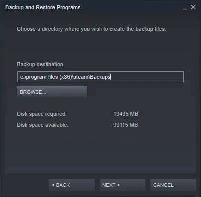 choose-or-browse-the-backup-destination-and-click-404x396 كيفية النسخ الاحتياطي لألعاب Steam