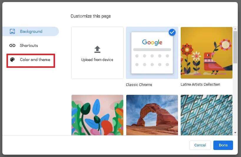 click-color-and-theme--819x535 كيفية إزالة سمات Chrome