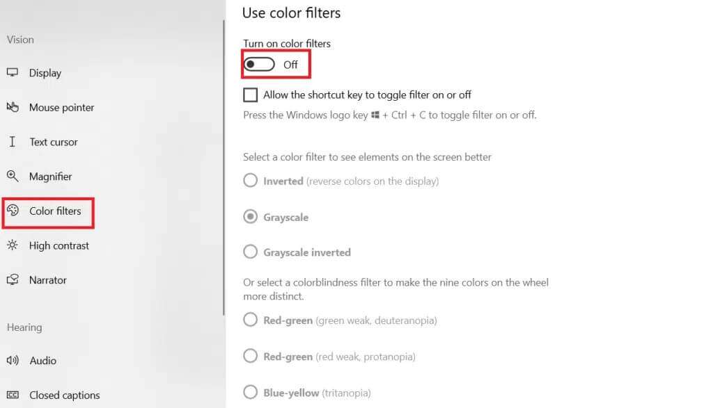 click-color-filters-on-the-left-pane-of-the-screen-1024x587-1-1024x587 كيفية تحويل الشاشة إلى الأبيض والأسود في Windows 10