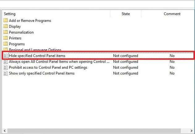 click-hide-specificied-control-panel-items-on-the-631x435 كيفية تحويل الشاشة إلى الأبيض والأسود في Windows 10