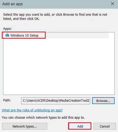 click-on-Add-in-add-an-app-window-452x505 إصلاح عدم عمل أداة إنشاء وسائط Windows