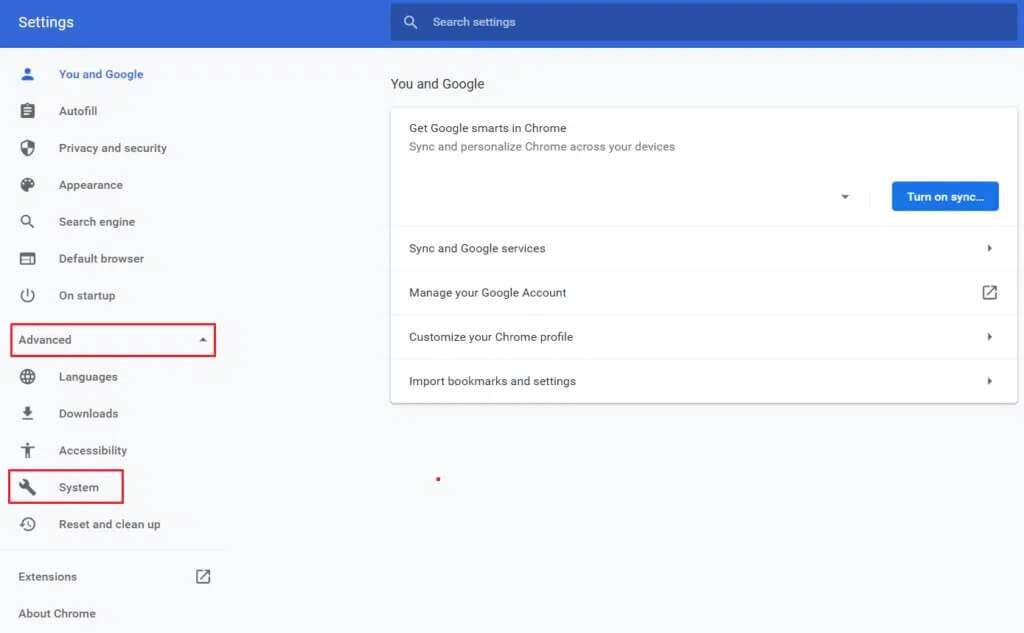 click-on-Advanced-and-select-System-in-Google-Chrome-Settings-1024x633-2-1024x633 كيفية تعطيل أداة مراسل برامج Google