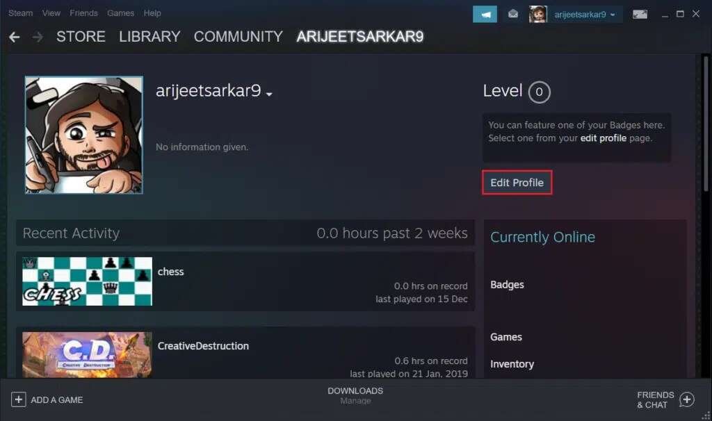 click-on-Edit-Profile-button-in-Profile-menu-at-Steam-app-1024x606-1-1024x606 كيفية تغيير صورة ملف تعريف Steam