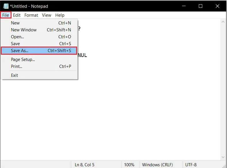 click-on-File-and-select-Save-as-option-in-Notepad-789x584 كيفية حذف المجلدات والمجلدات الفرعية في PowerShell