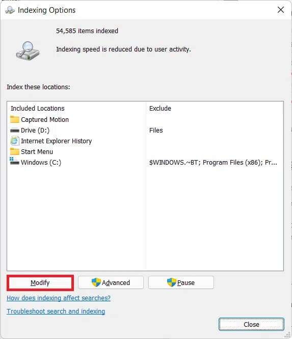 click-on-Modify-button-in-the-Indexing-Options-window-573x665 كيفية تكوين خيارات الفهرسة على Windows 11