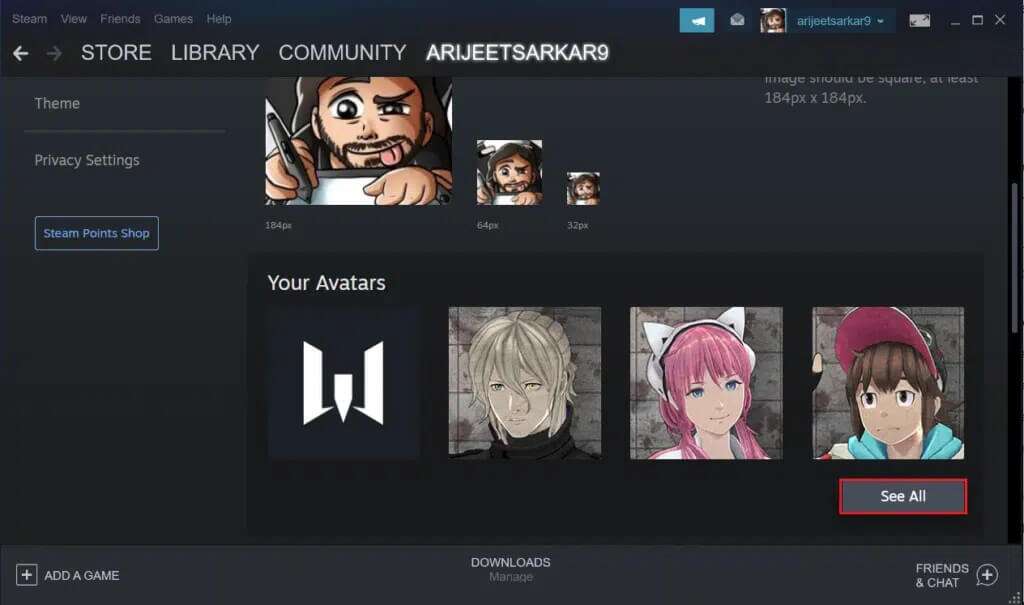 click-on-See-All-button-in-the-Avatar-menu-on-Steam-app-1024x605-1-1024x605 كيفية تغيير صورة ملف تعريف Steam