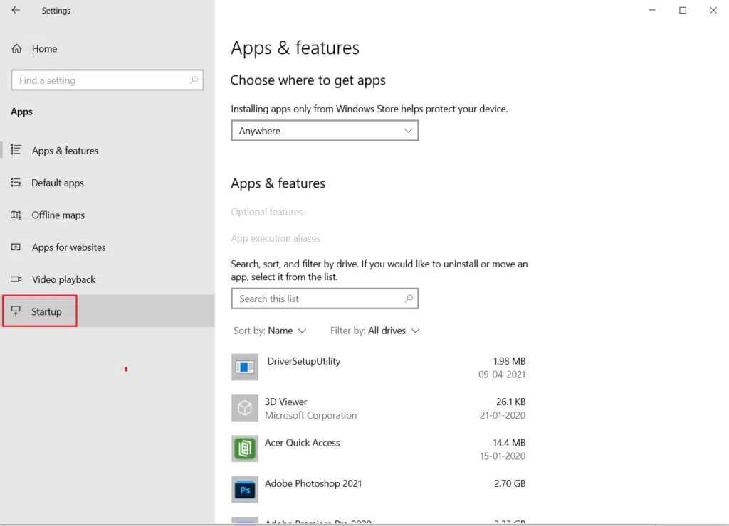 click-on-Startup-menu-at-the-left-pane-in-Settings-1024x740-1-1024x740 كيفية إيقاف إشعارات Microsoft Teams المنبثقة