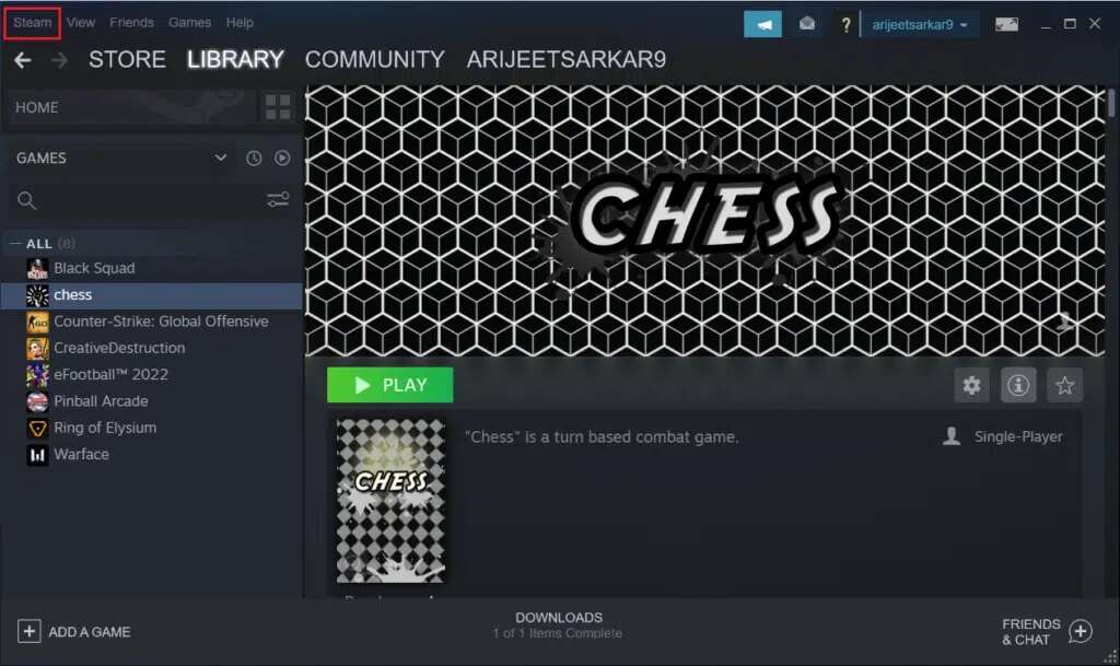 click-on-Steam-in-the-top-right-corner-1024x609-1-1024x609 كيفية إلغاء تثبيت ألعاب Steam