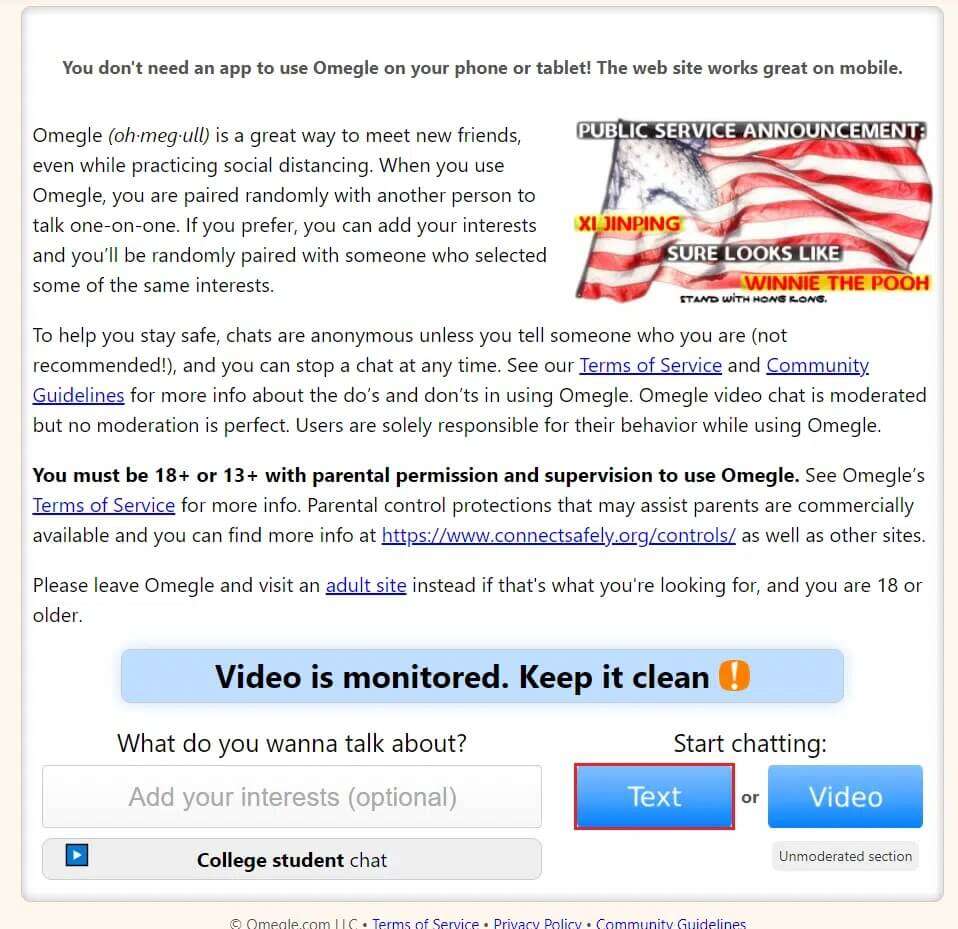 click-on-Text-option-in-Omegle-homepage-958x929 كيفية تمكين الكاميرا على Omegle