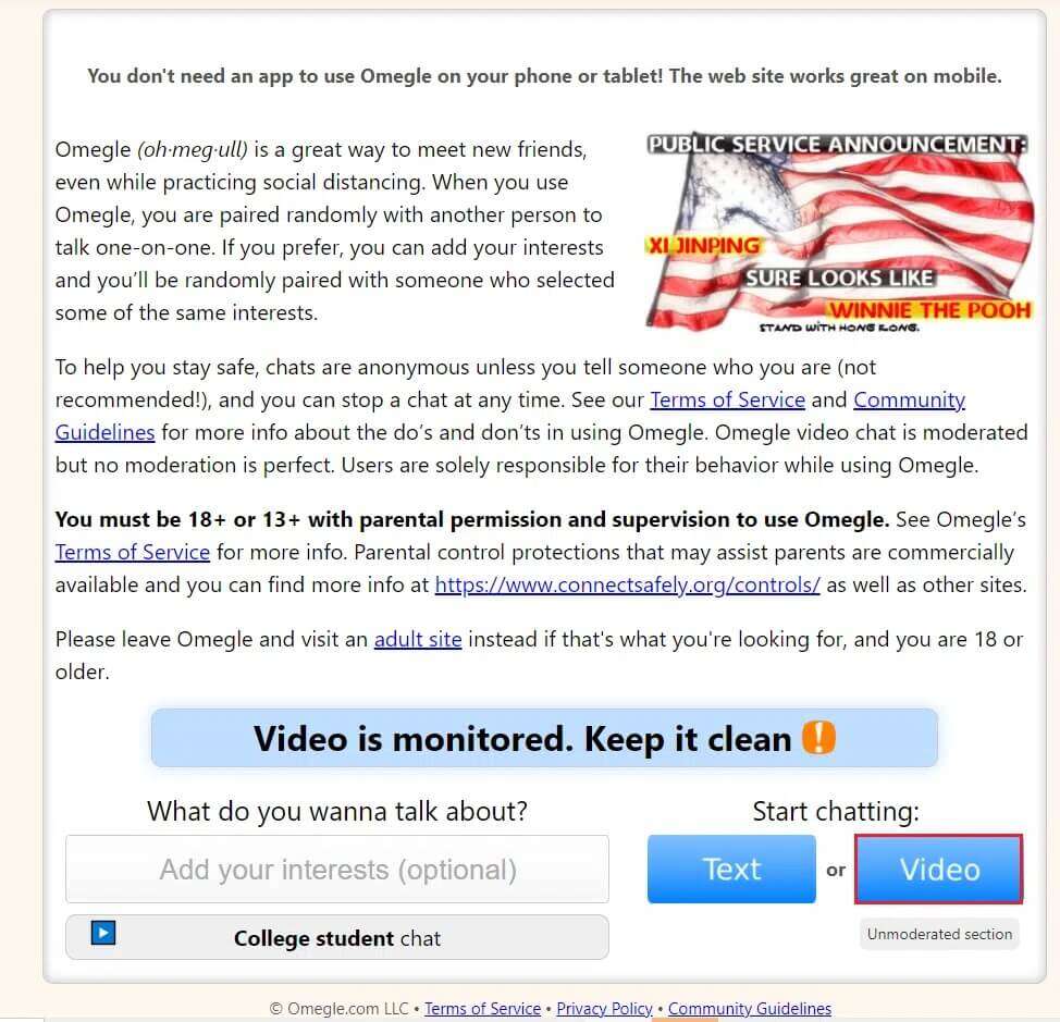 click-on-Video-option-in-the-Omegle-homepage-974x939 كيفية تمكين الكاميرا على Omegle