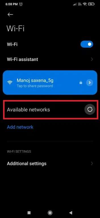 click-on-available-networks-352x767 كيفية إصلاح عدم عمل Wifi على الهاتف