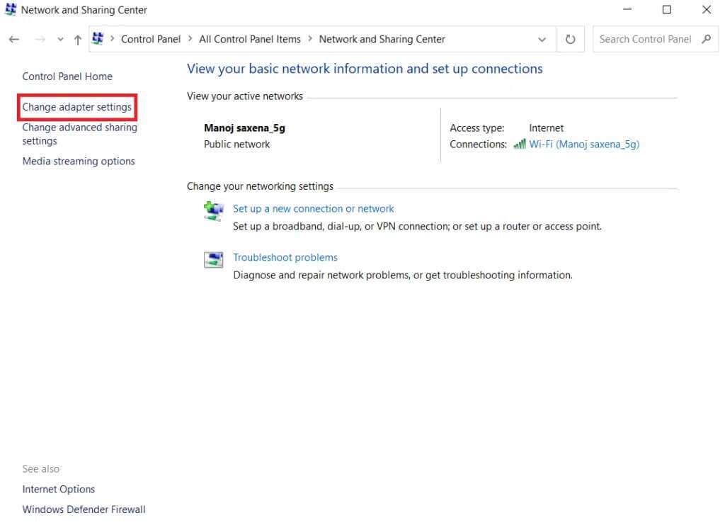 click-on-change-adapter-settings-1024x748-1-1024x748 إصلاح مشكلة عدم عمل محول Wi-Fi في Windows 10